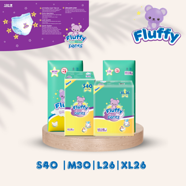 Fluffy Popok Bayi Tipe Celana S40/ M30 / L26